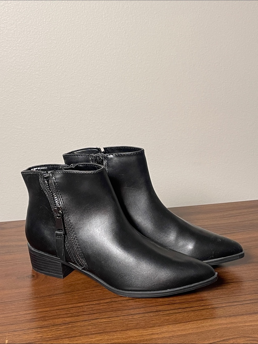 Worthington Black Leather Ankle Booties with Side Zip